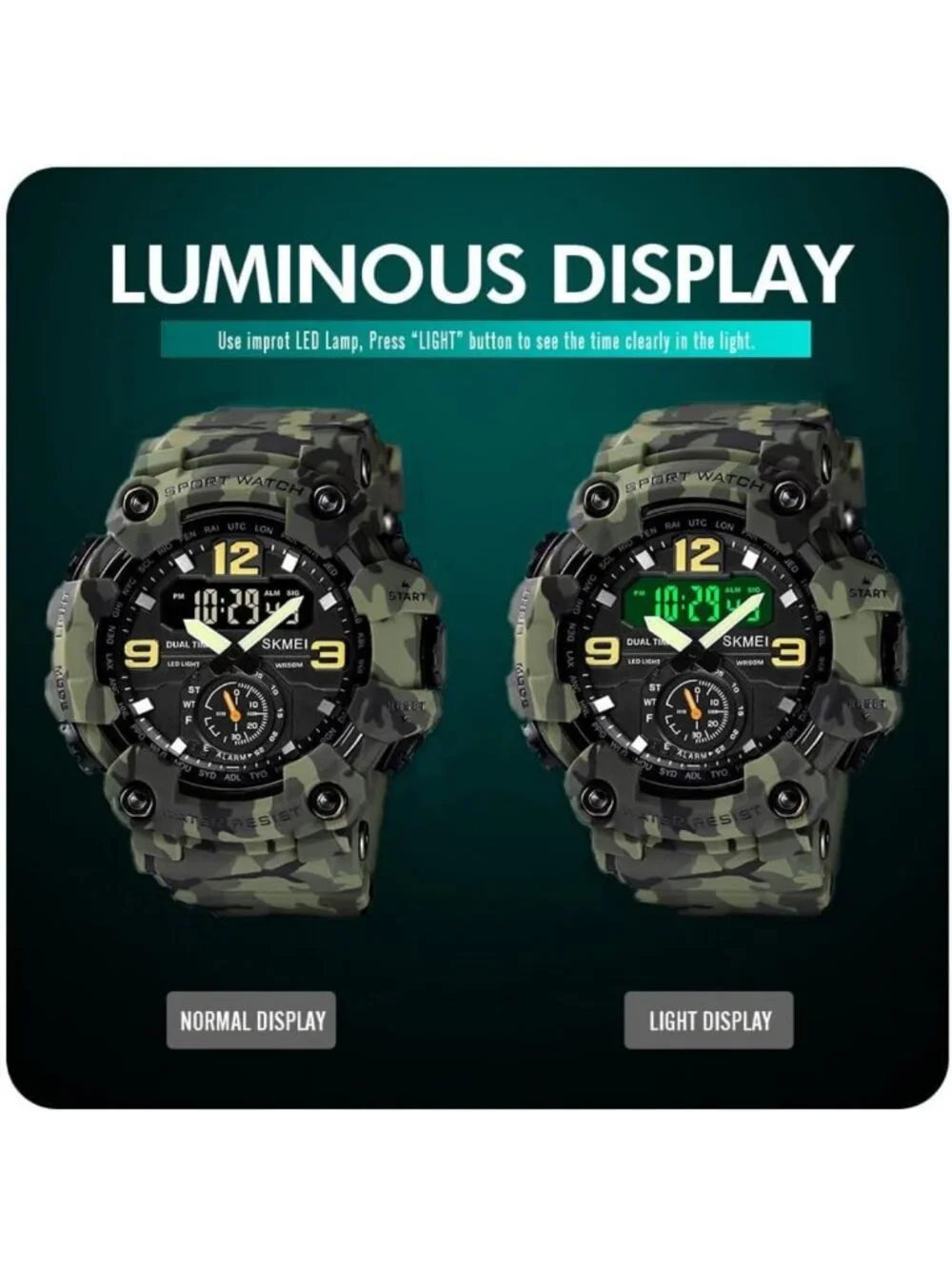 Men's Camouflage Sports Watch - Large Face, Waterproof, Shockproof